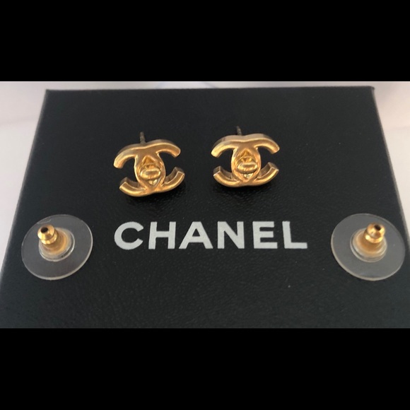 CHANEL Jewelry - Rare! Chanel gold CC turn lock pierced earrings